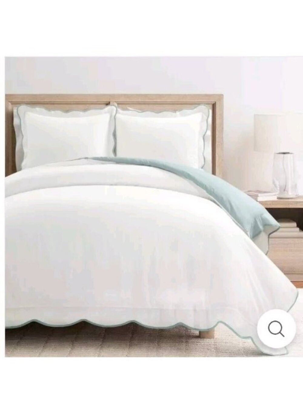 Lush Decor 3Pcs Duvet Coastal Chic Scallop  Edge Blue/White King Size